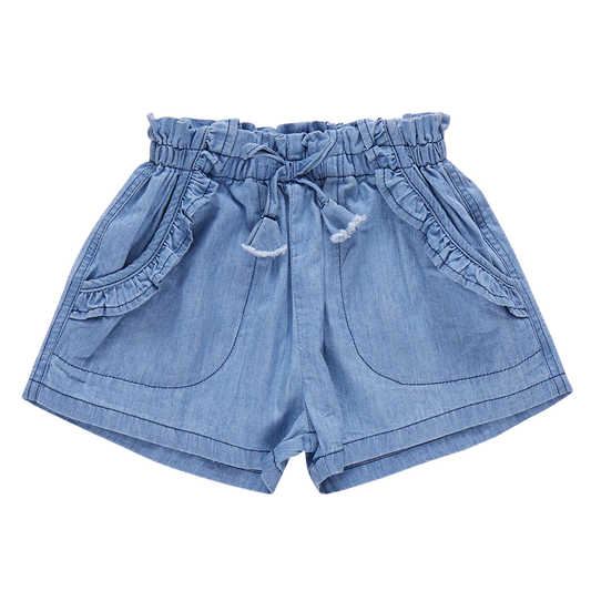 Girls Theodore Short - Medium Wash Chambray