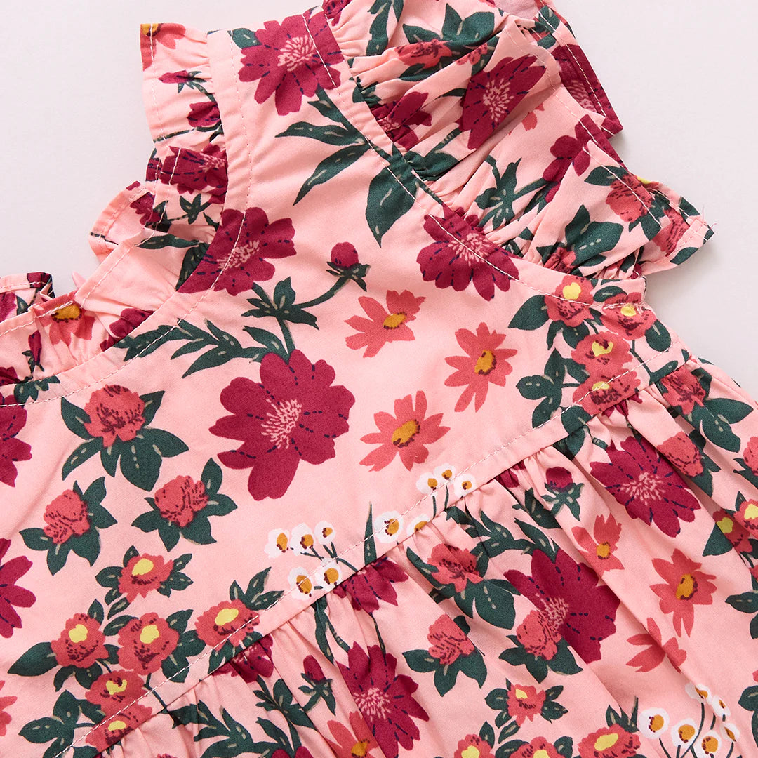 Girls Jennifer Dress - Pink Daisy Floral