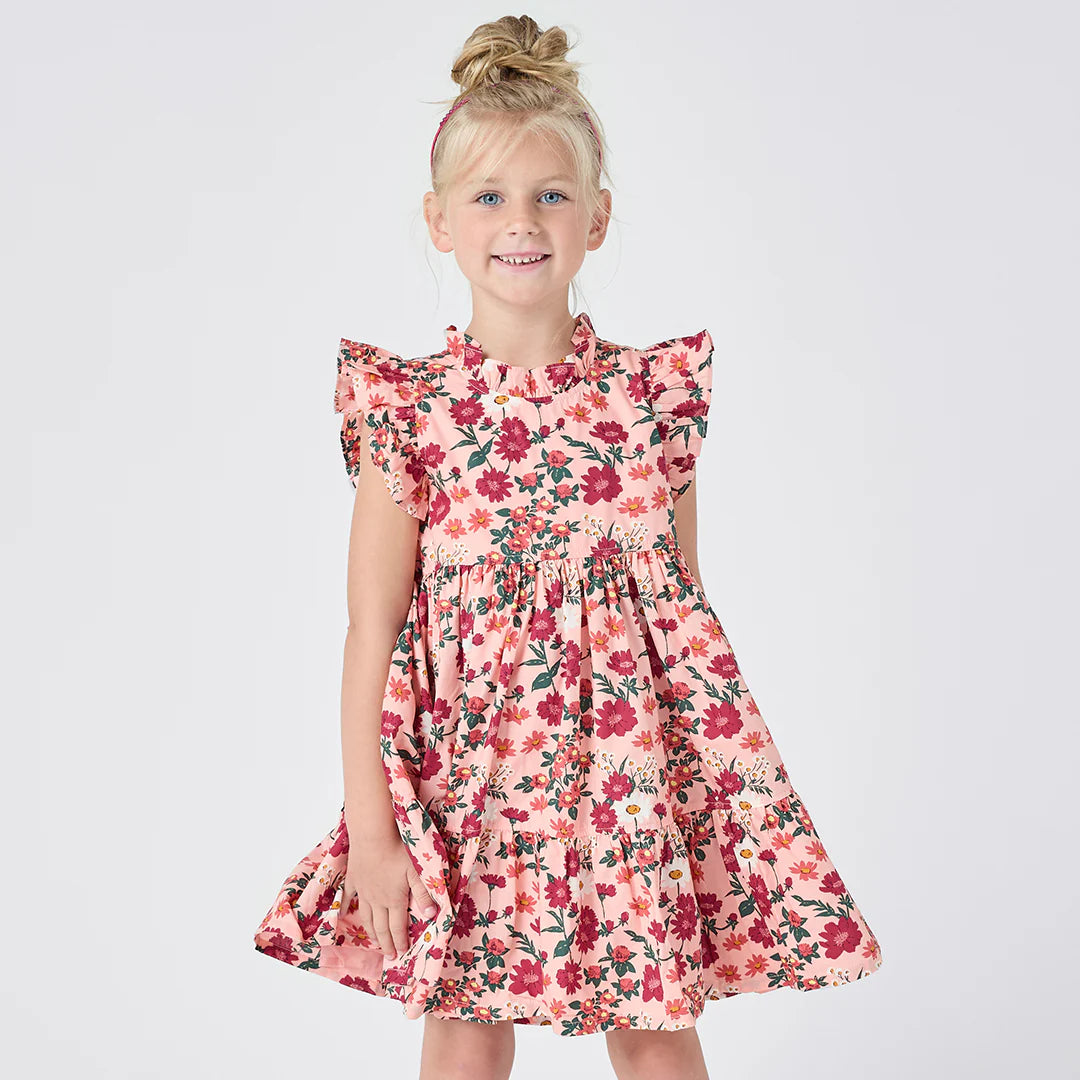 Girls Jennifer Dress - Pink Daisy Floral