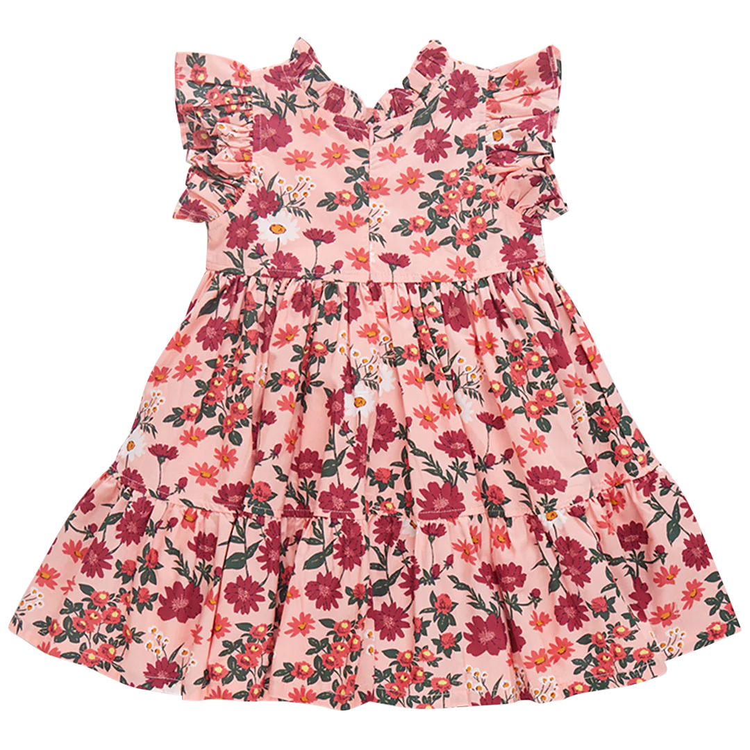 Girls Jennifer Dress - Pink Daisy Floral