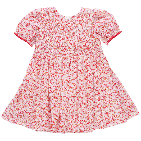 Girls Waverly Dress - Pink Mini Ditsy