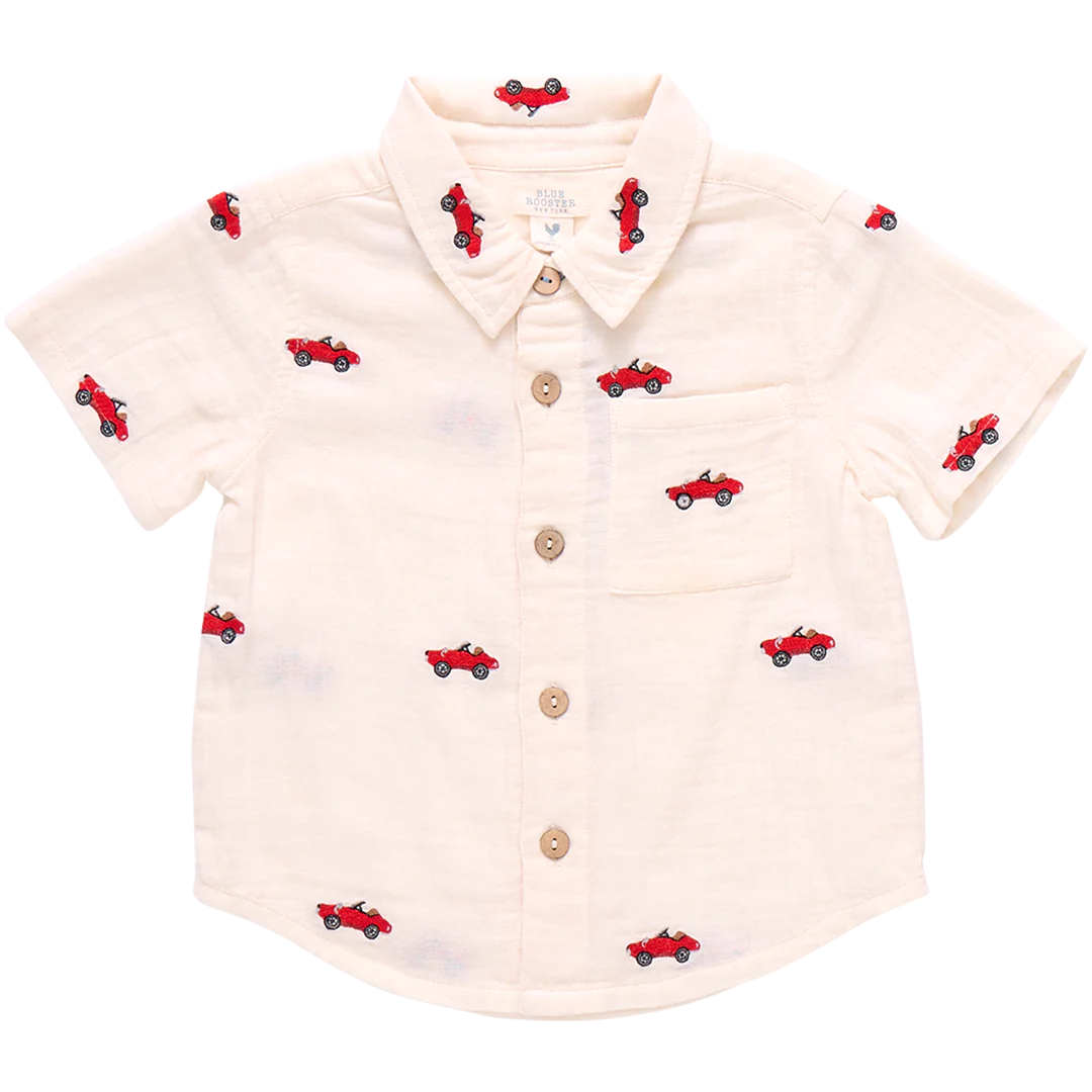 Boys Jack Shirt - Vintage Car Embroidery