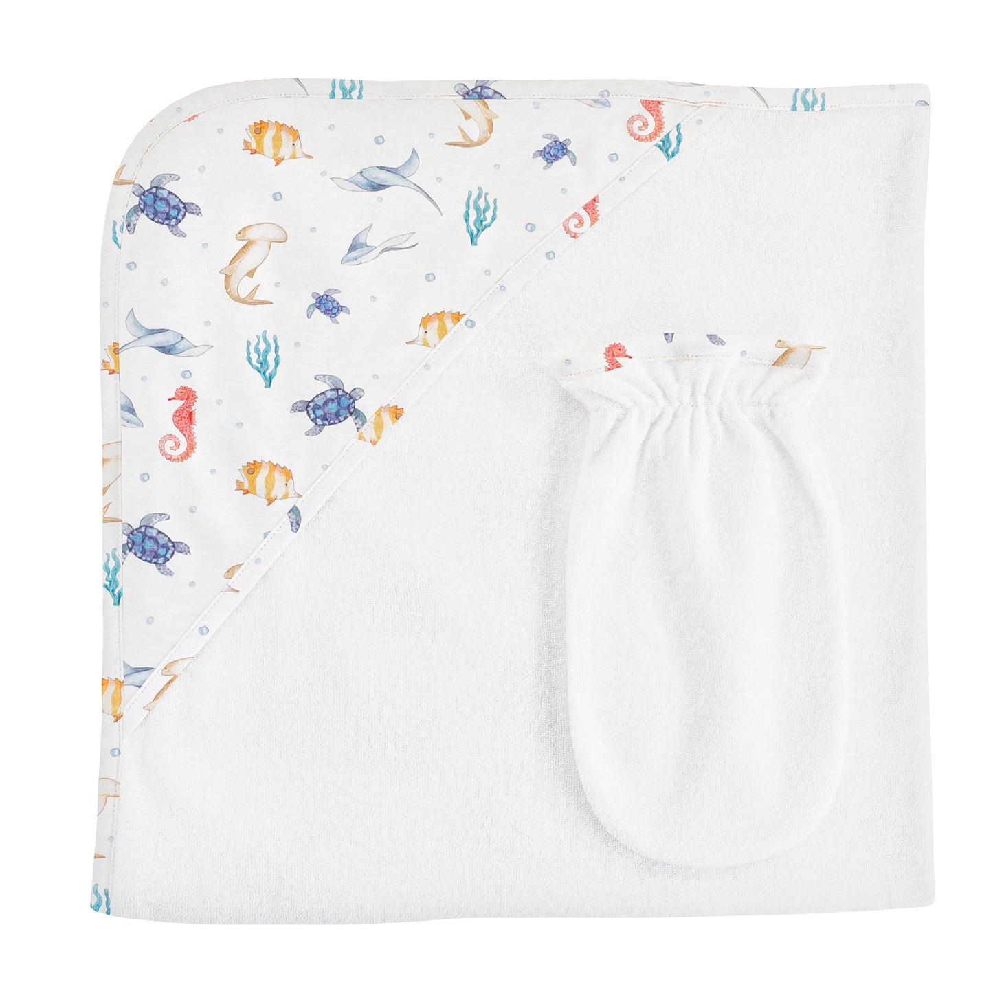 Sea Friends Boy Printed Hooded Towel with Mitt