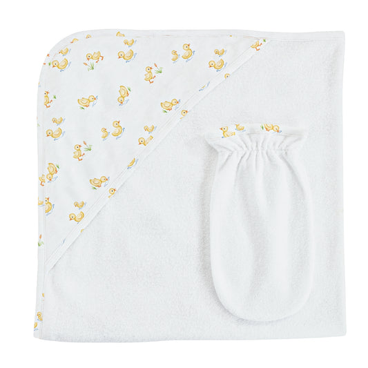 Baby Duckies Printed Hooded Towel with Mitt