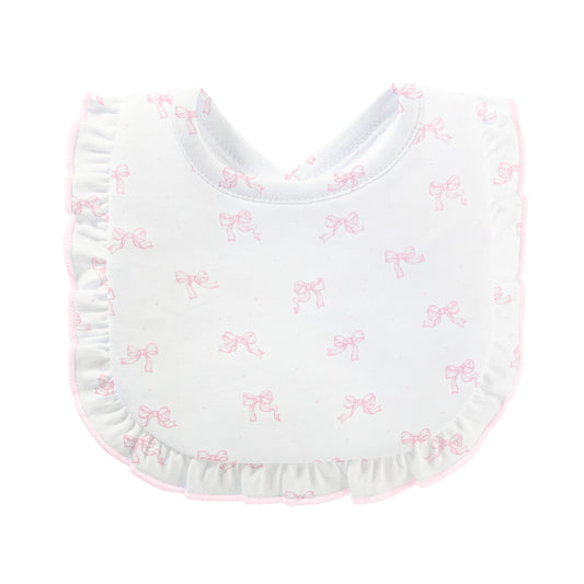 Pretty Bows Pink Printed Bib with Ruffle