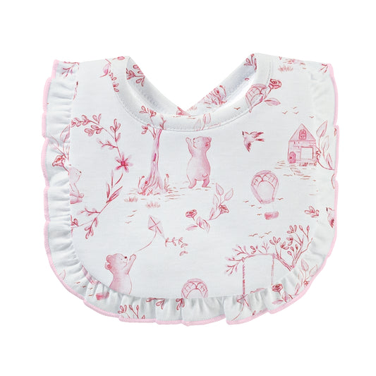 Toile de Juoy Pink Printed Bib with Ruffle