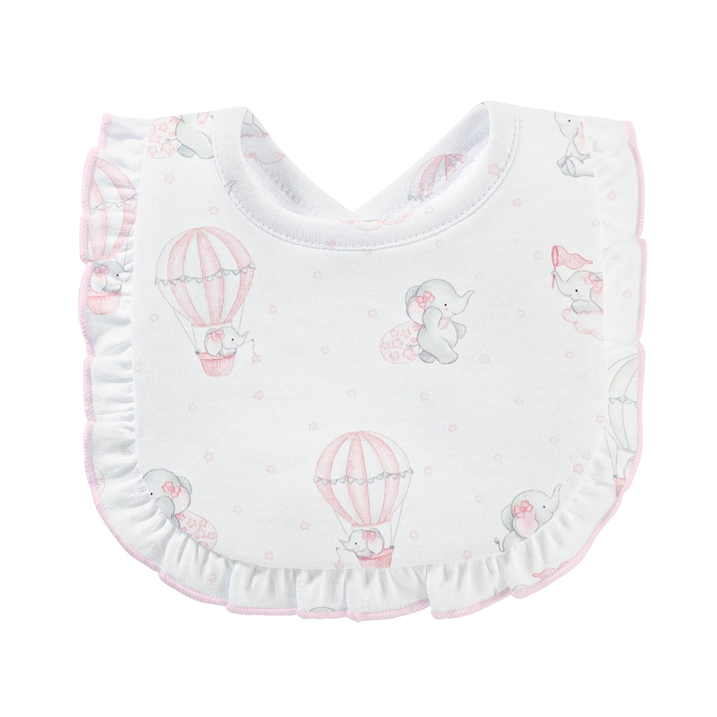 Dreamy Air Balloons Pink Printed Bib with Ruffle