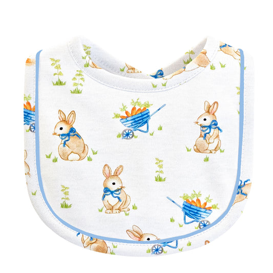 Bunnies Garden Bib with Piping Trim