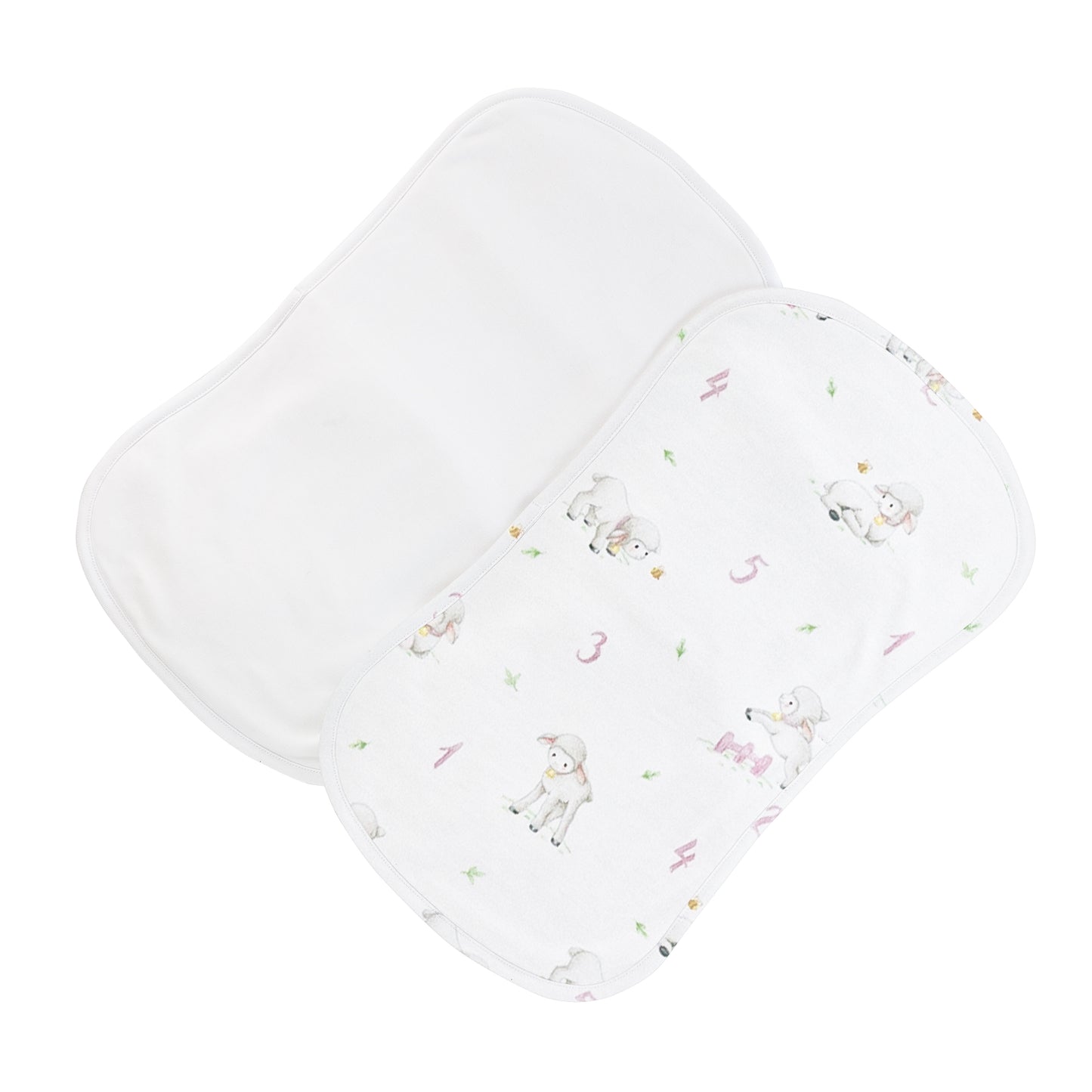 Counting Baby Sheep Pink Printed Burp Cloth Set