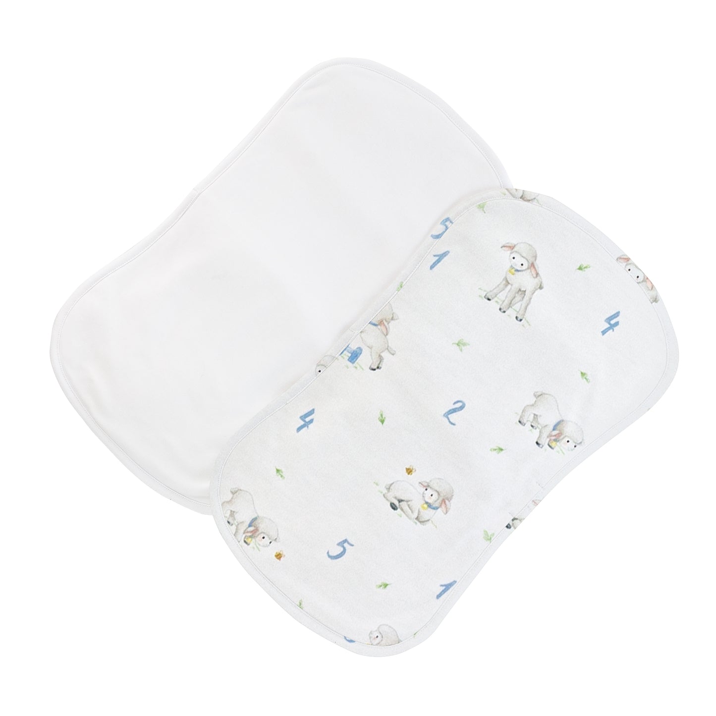 Counting Baby Sheep Blue Printed Burp Cloth Set