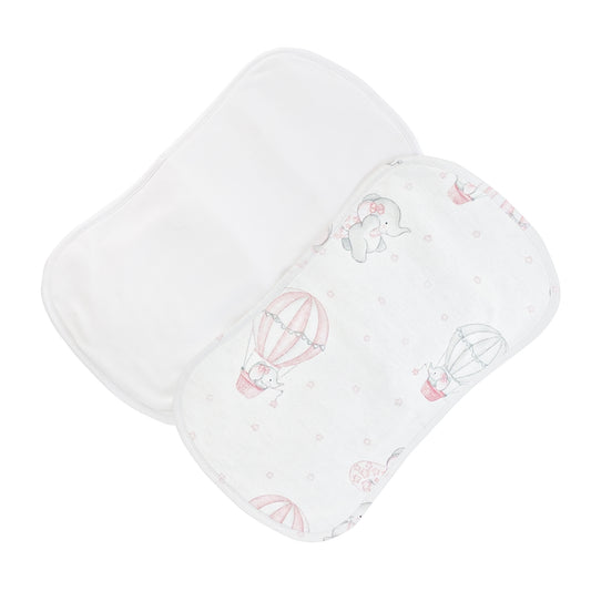 Dreamy Air Balloons Pink Printed Burp Cloth Set