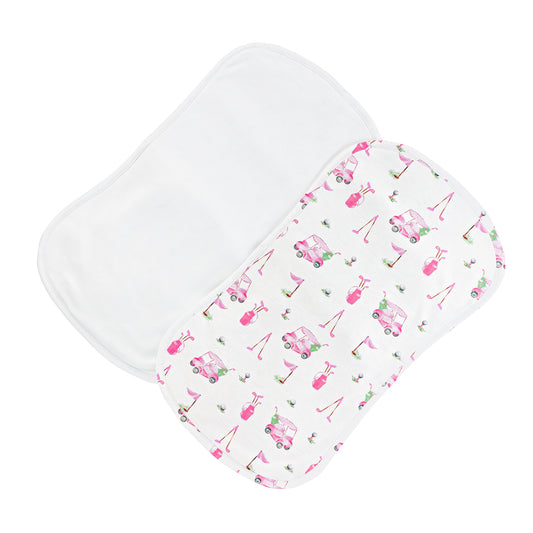 Pink Golf Printed Burp Cloth Set