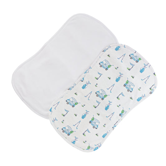 Light Blue Golf Printed Burp Cloth Set