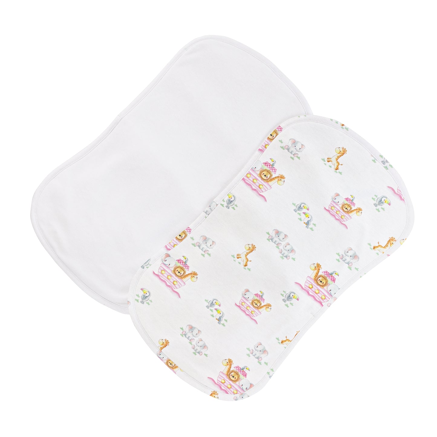 Noah’s Ark Pink Printed Burp Cloth Set