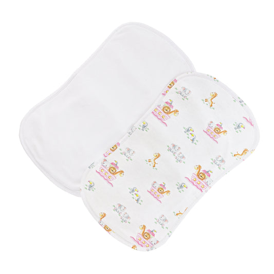 Noah’s Ark Pink Printed Burp Cloth Set