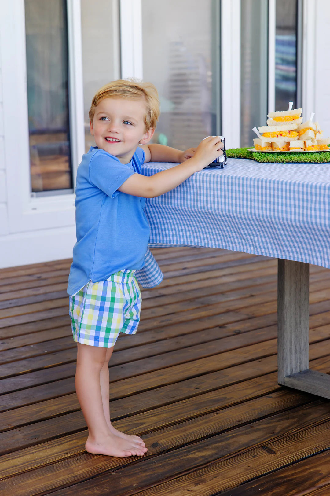 Sheffield Shorts, Polo Field Plaid with Barbados Blue Stork