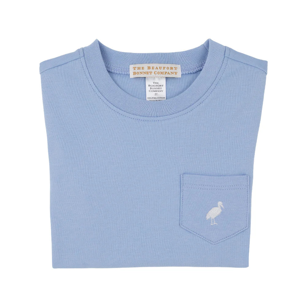 Carter Crewneck, Barbados Blue with Worth Avenue White Stork