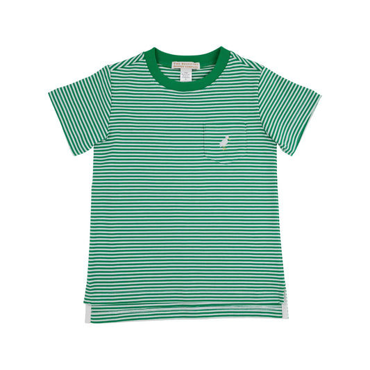 Carter Crewneck, Kiawah Kelly Green Stripe with Multicolor Stork