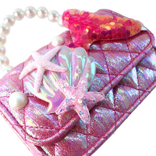 Fuchsia Mermaid Shiny Quilted Purse