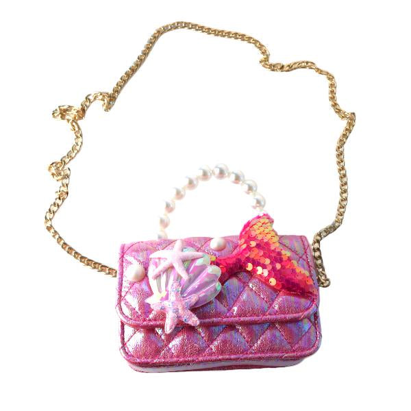 Fuchsia Mermaid Shiny Quilted Purse