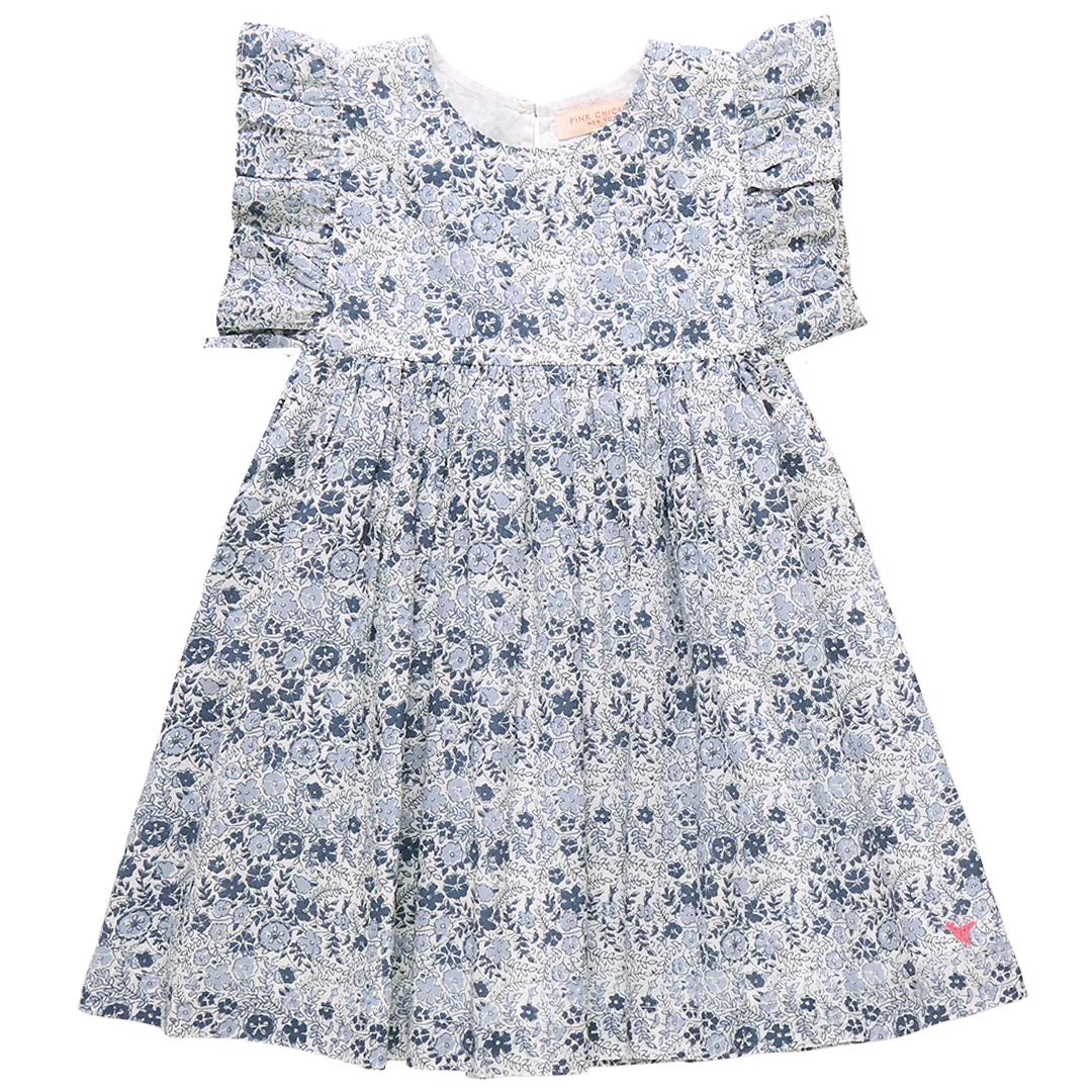 Girls Sarita Dress - Blue Verbena Floral