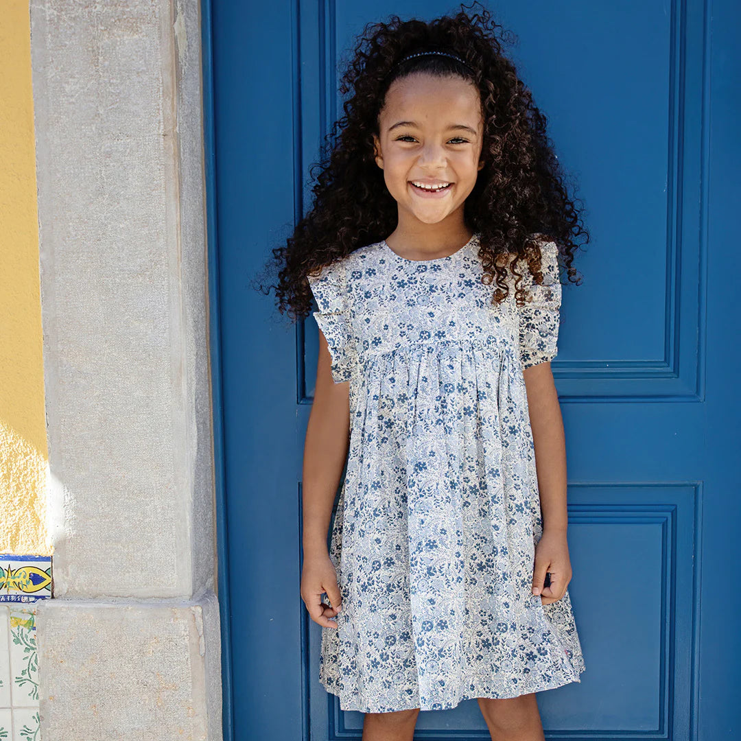 Girls Sarita Dress - Blue Verbena Floral