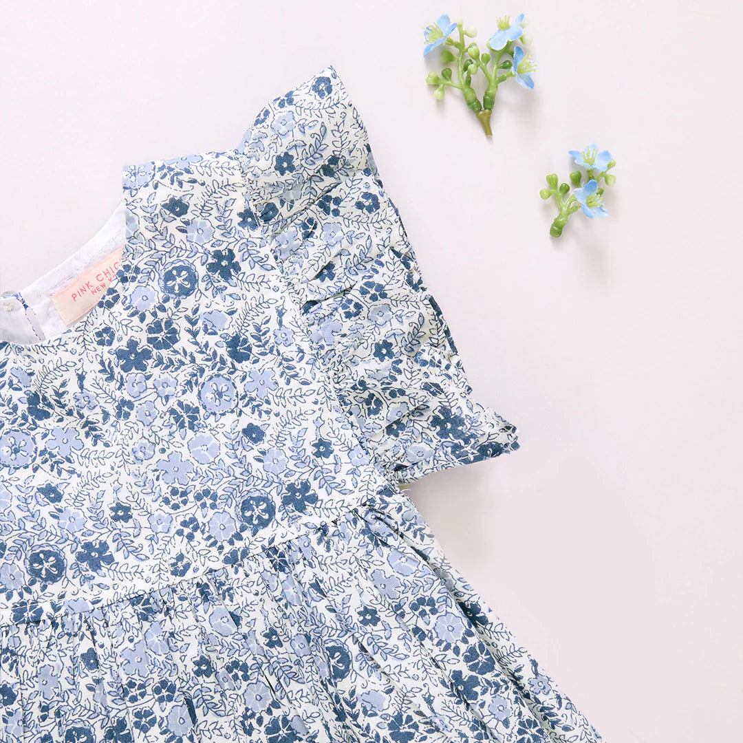 Girls Sarita Dress - Blue Verbena Floral