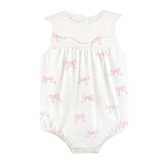 Pretty Bows Pink Printed Bubble with Collar