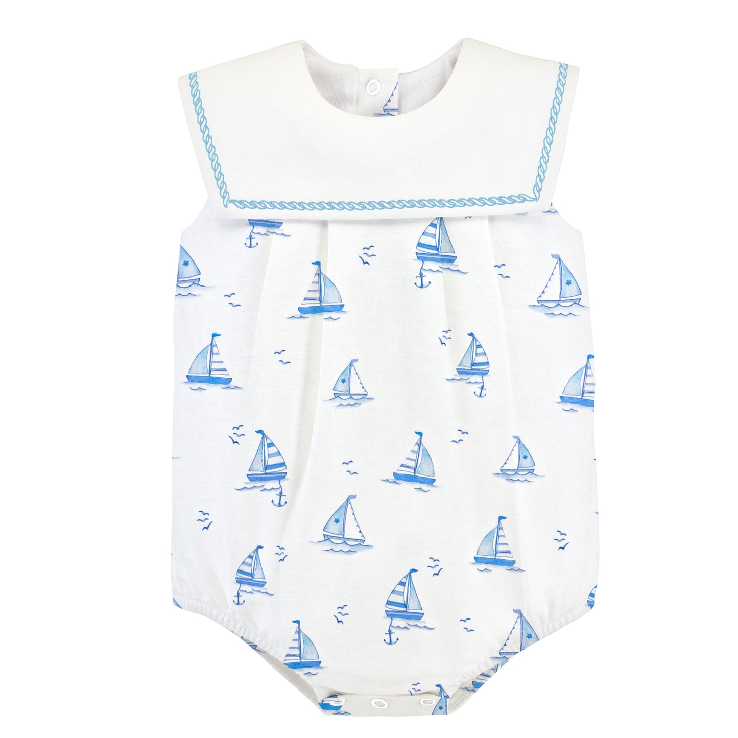 Sailing Boats Light Blue Printed Sailor Bib Bubble