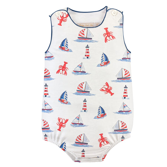 Sailing in Summer Printed Bubble with Piping