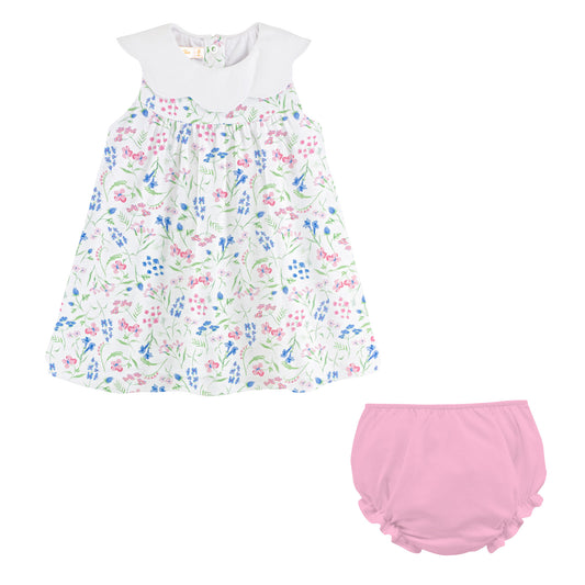 Spring Dream Printed Dress with Collar (& Bloomers)