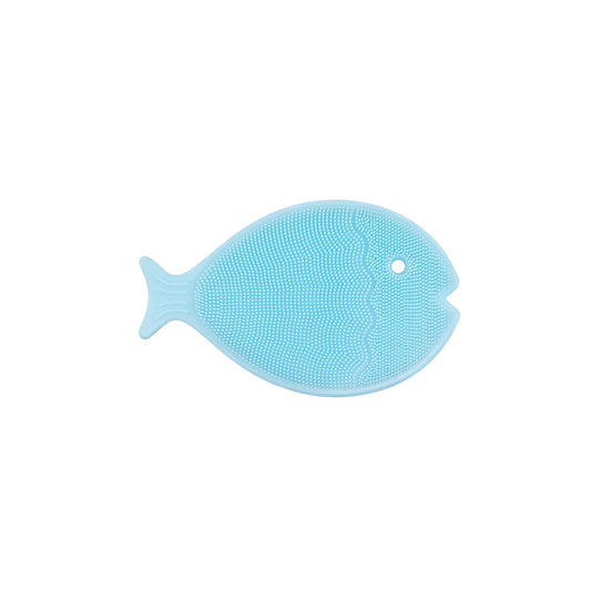 Silicone Mini Fish Scrub / Cradle Cap Brush, Aqua