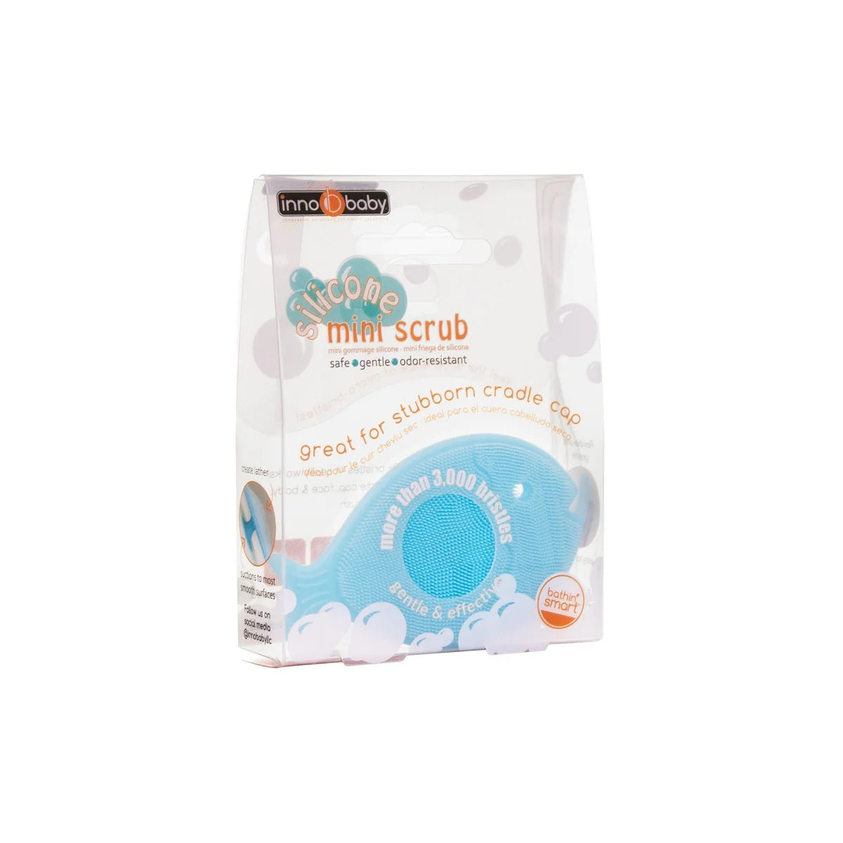 Silicone Mini Fish Scrub / Cradle Cap Brush, Aqua