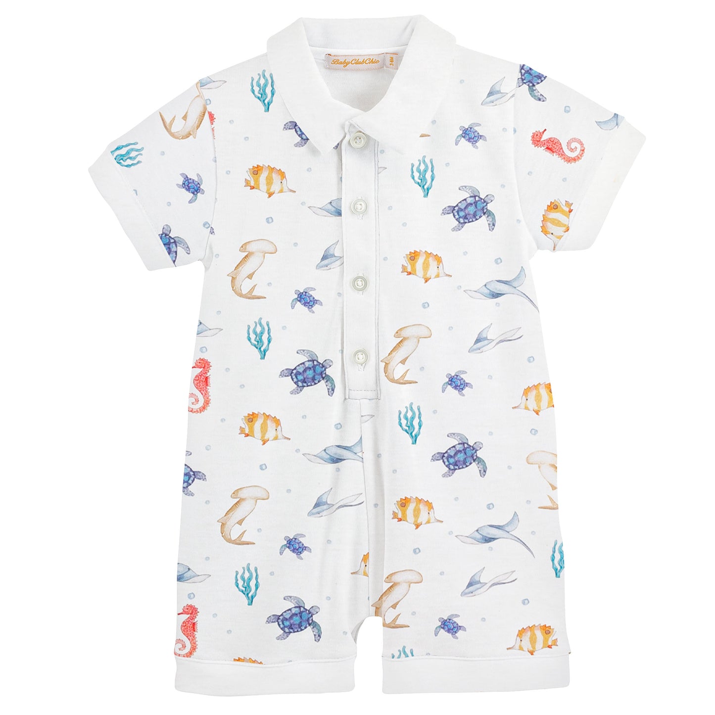 Sea Friends Printed Romper with Collar