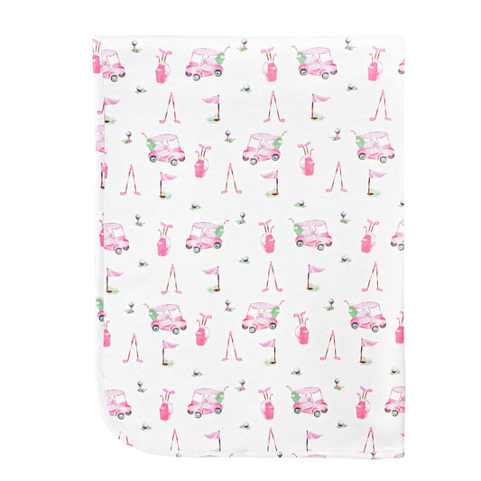 Pink Golf Printed Receiving Blanket