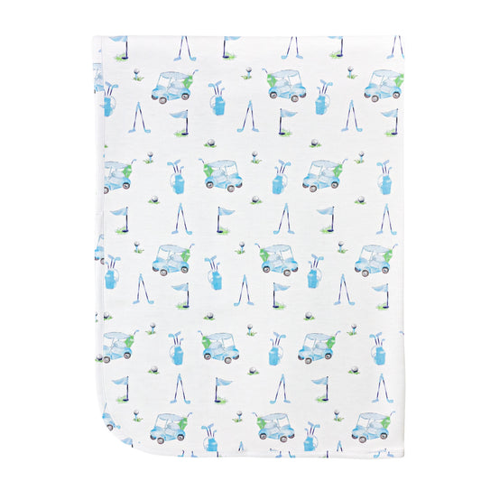 Light Blue Golf Printed Receiving Blanket