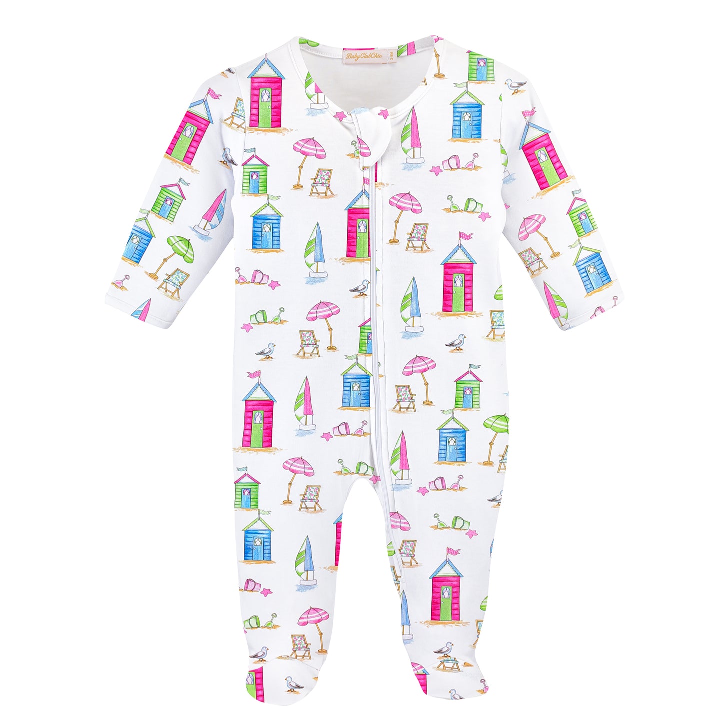 Let’s Go To The Beach Printed Zipped Footie