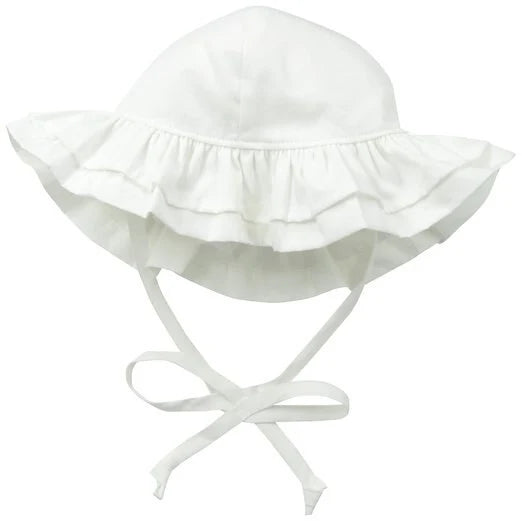 UPF 50+ Double Ruffle Hat, White