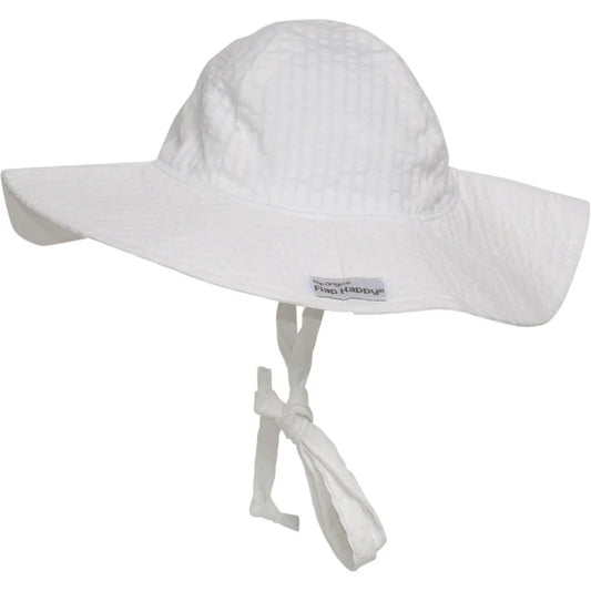 UPF 50+ Floppy Hat, Vanilla Stripe Seersucker