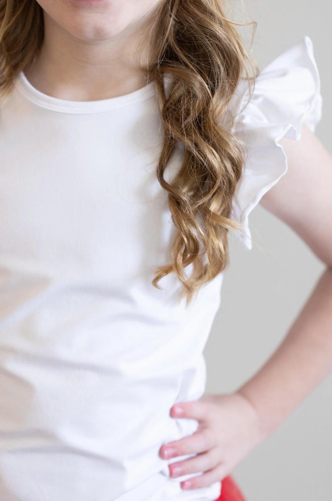 White S/S Ruffle Tee