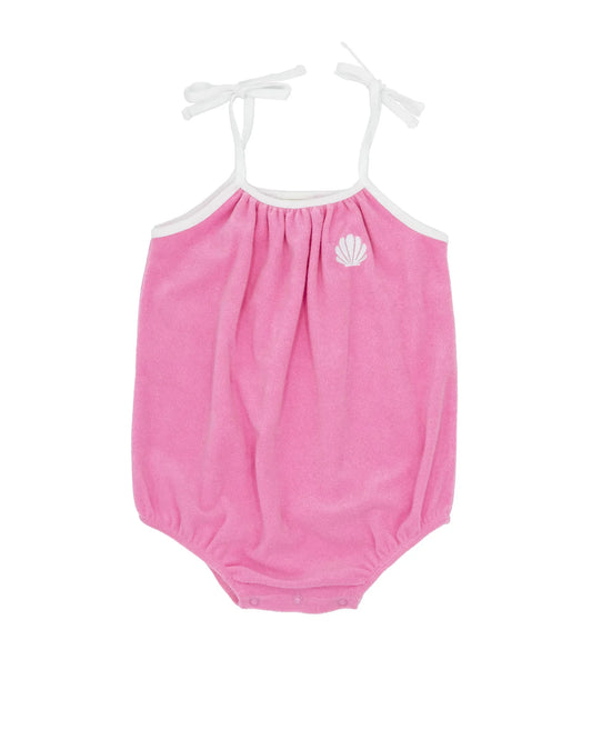 Poolside Terry Romper, Pink Carnation