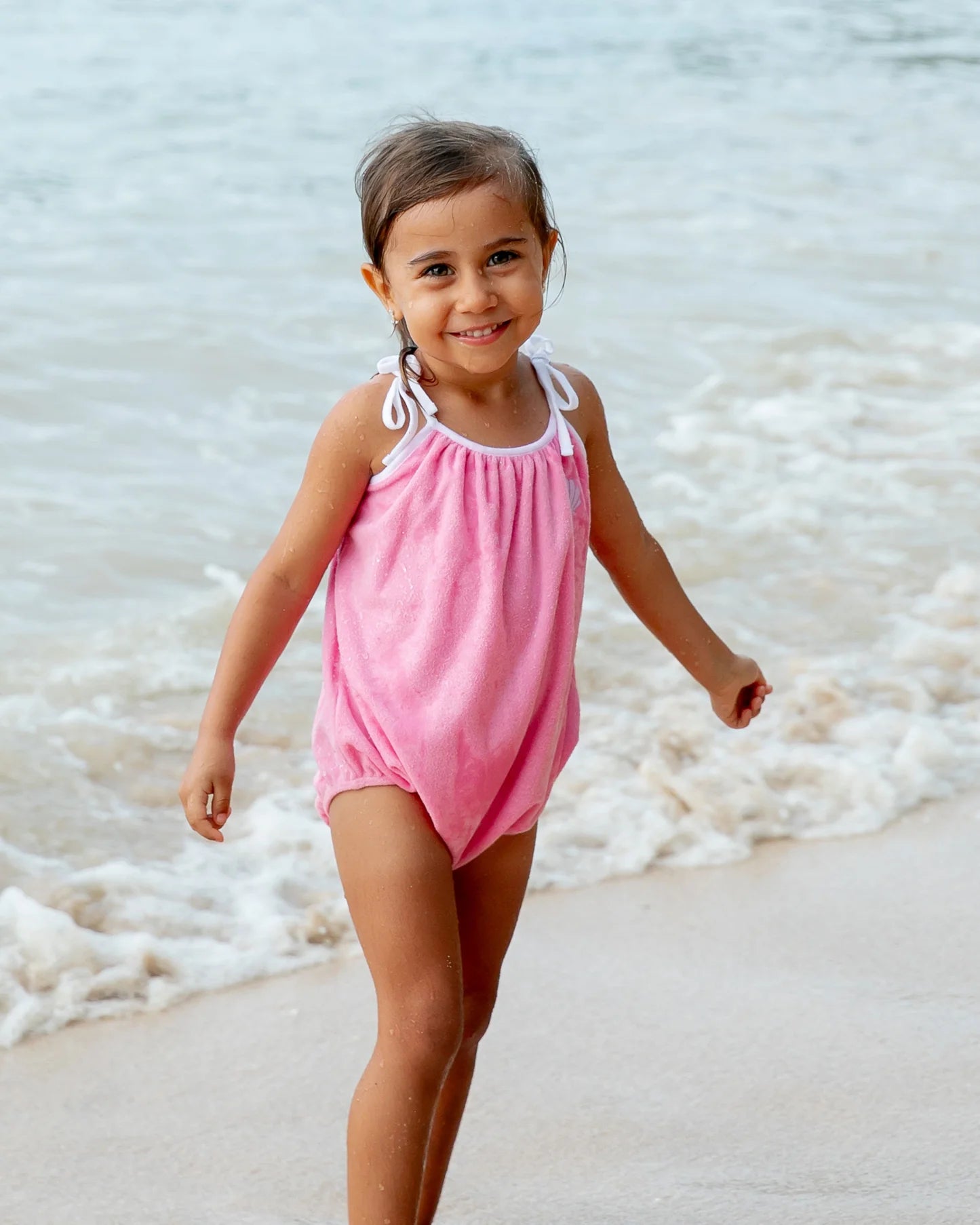 Poolside Terry Romper, Pink Carnation