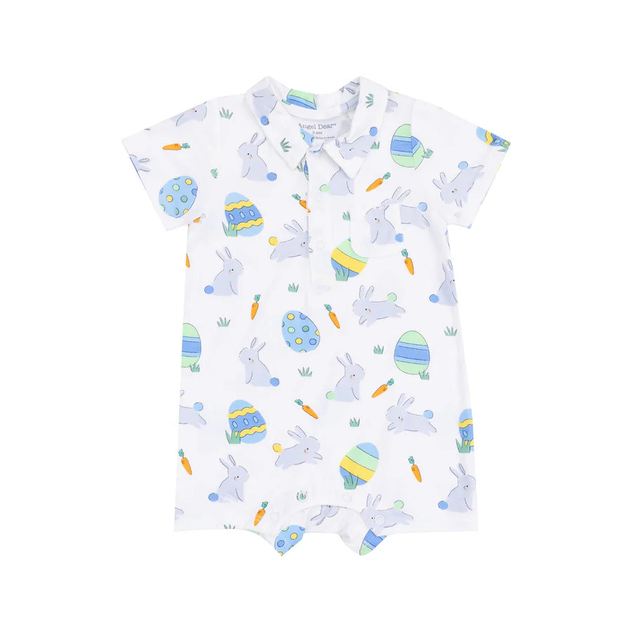 POLO SHORTIE - EASTER BUNNIES BLUE