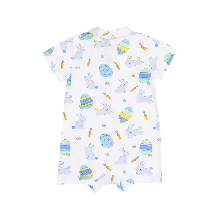 POLO SHORTIE - EASTER BUNNIES BLUE