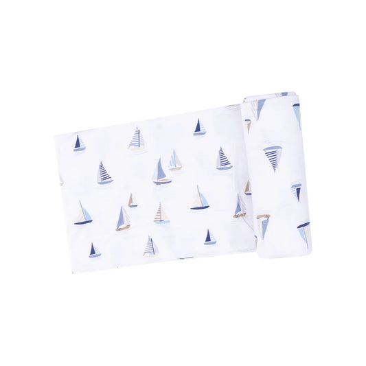 Swaddle Blanket, Sailboats Blue