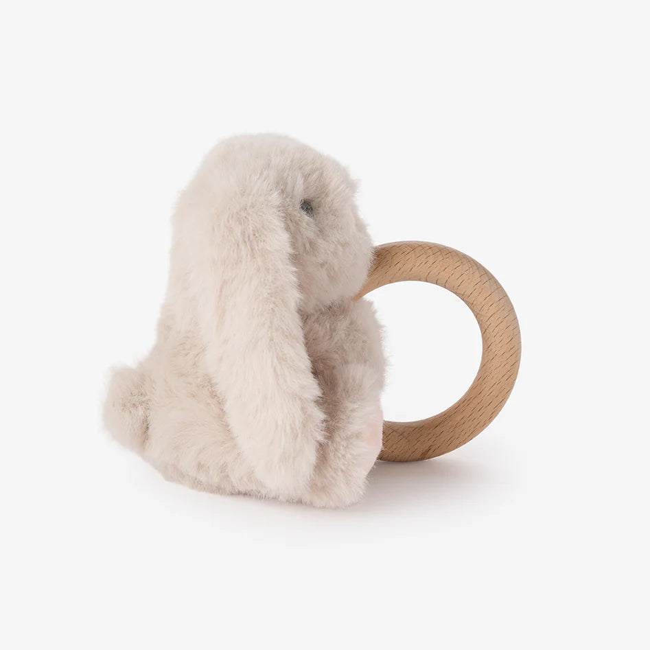 Plush Bunny Wooden Ring Rattle