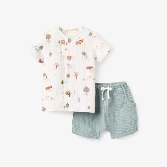 On the Farm Organic Muslin Tee + Short Set