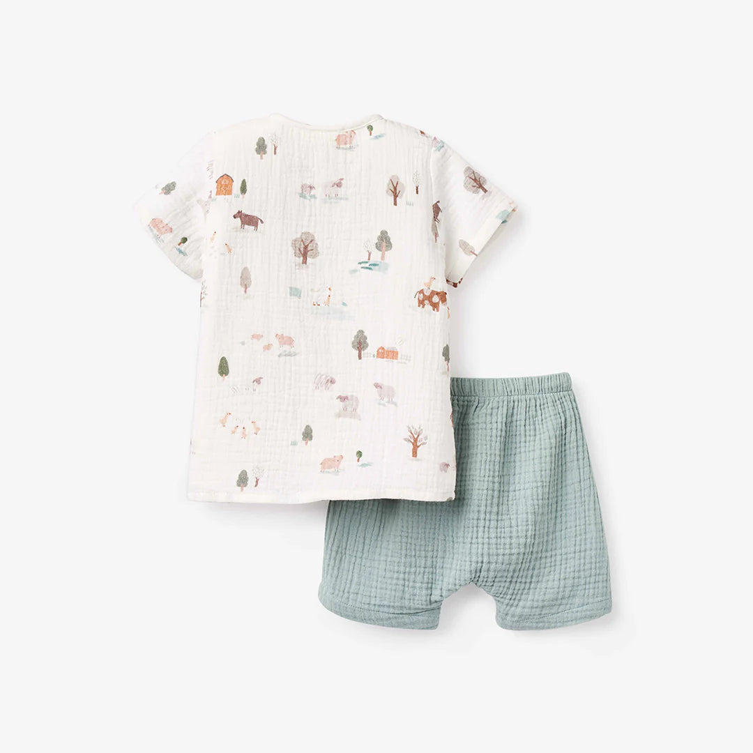 On the Farm Organic Muslin Tee + Short Set