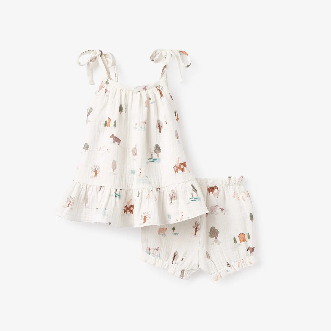 On the Farm Organic Muslin Tie Top Set