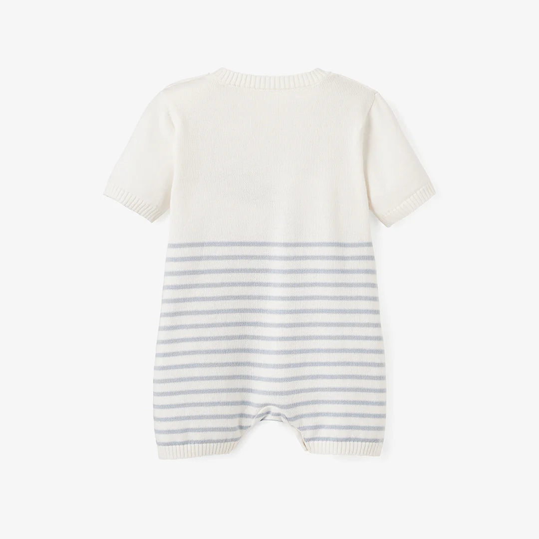 Whale Striped Knit Shortall Romper